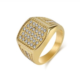 Nhẫn Nam Mặt Vuông Đính Full Kim Cương Nhân Tạo Titan Ko Đen TT4744 
