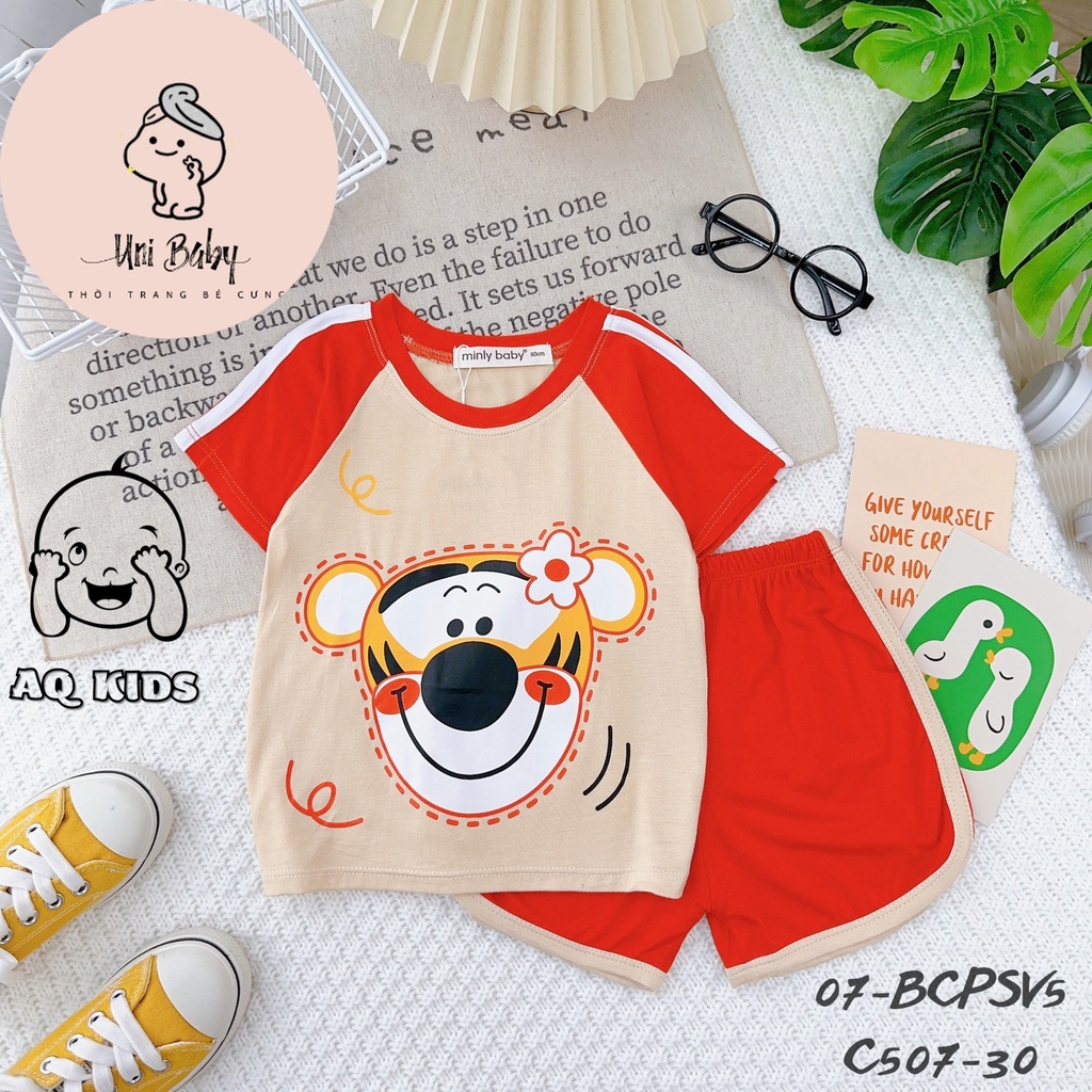 Bộ Cộc Tay Minlybaby Vải Thun Lạnh, Đồ Bộ Mùa Hè Bé Trai Hàng Chính Hãng - Unibaby - BCPSV5