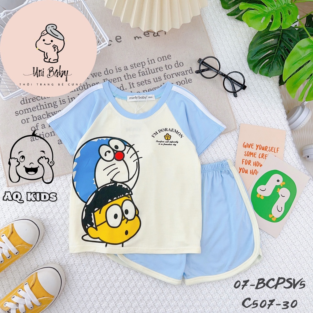 Bộ Cộc Tay Minlybaby Vải Thun Lạnh, Đồ Bộ Mùa Hè Bé Trai Hàng Chính Hãng - Unibaby - BCPSV5