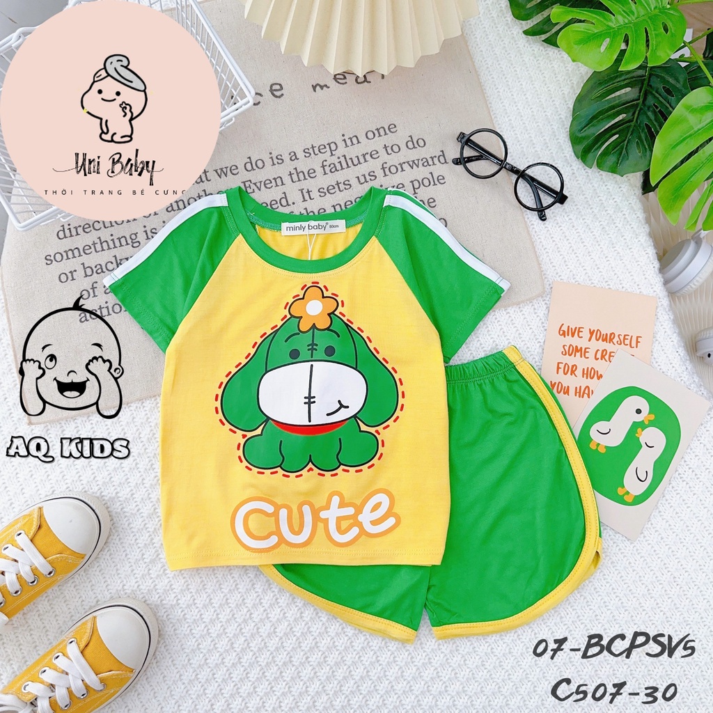 Bộ Cộc Tay Minlybaby Vải Thun Lạnh, Đồ Bộ Mùa Hè Bé Trai Hàng Chính Hãng - Unibaby - BCPSV5