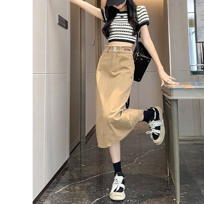Chân váy jean Lưng Cao Dáng Chữ a Phong Cách Hàn Quốc Thời Trang Mùa Hè 2023 Cho Nữ
