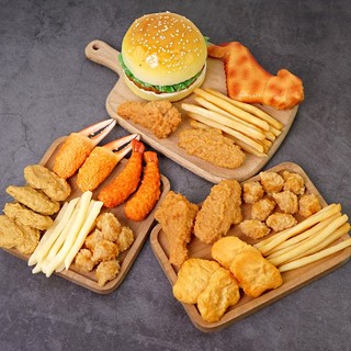 Mô hình đồ ăn nhanh gà chiên khoai tây mô phỏng cánh gà sống động như thật trang trí nhà bếp trưng bày khoai tây chiên
