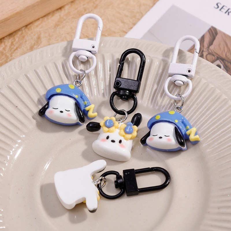 Móc Khóa mini pa cha dog / Móc Khóa Hình Chú Chó Hoạt Hình Đang Ngủ / Chìa Khóa Đơn Giản Sáng Tạo Tự Làm Dành Cho Cặp Đôi