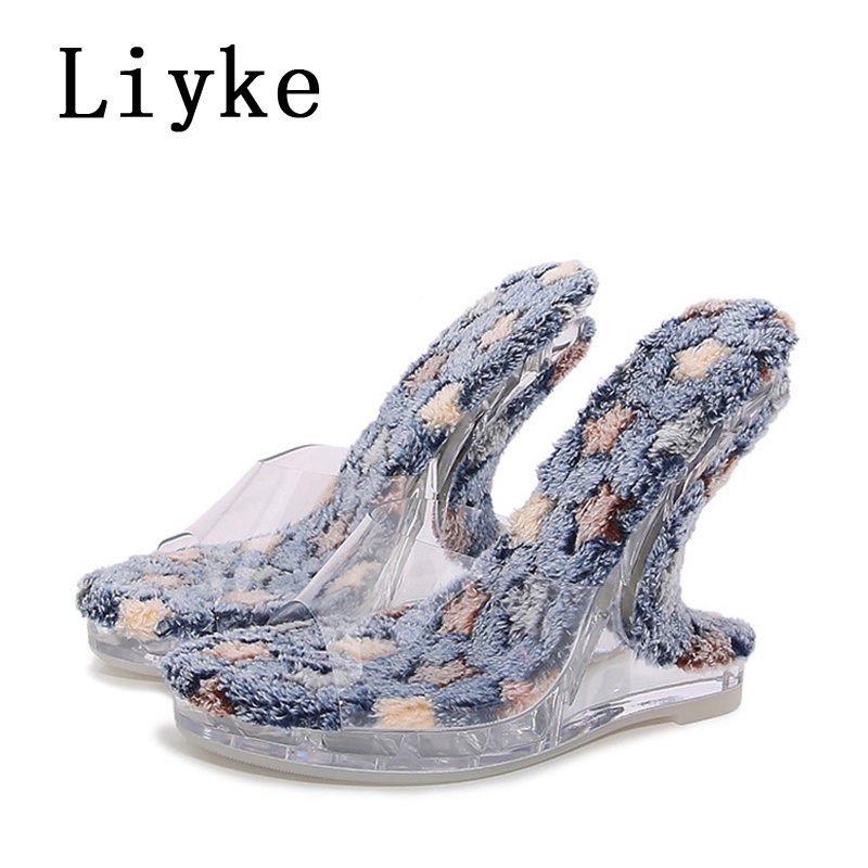 Liyke Sandal Cao Gót 12cm Quai Trong Suốt Thời Trang Dành Cho Nữ