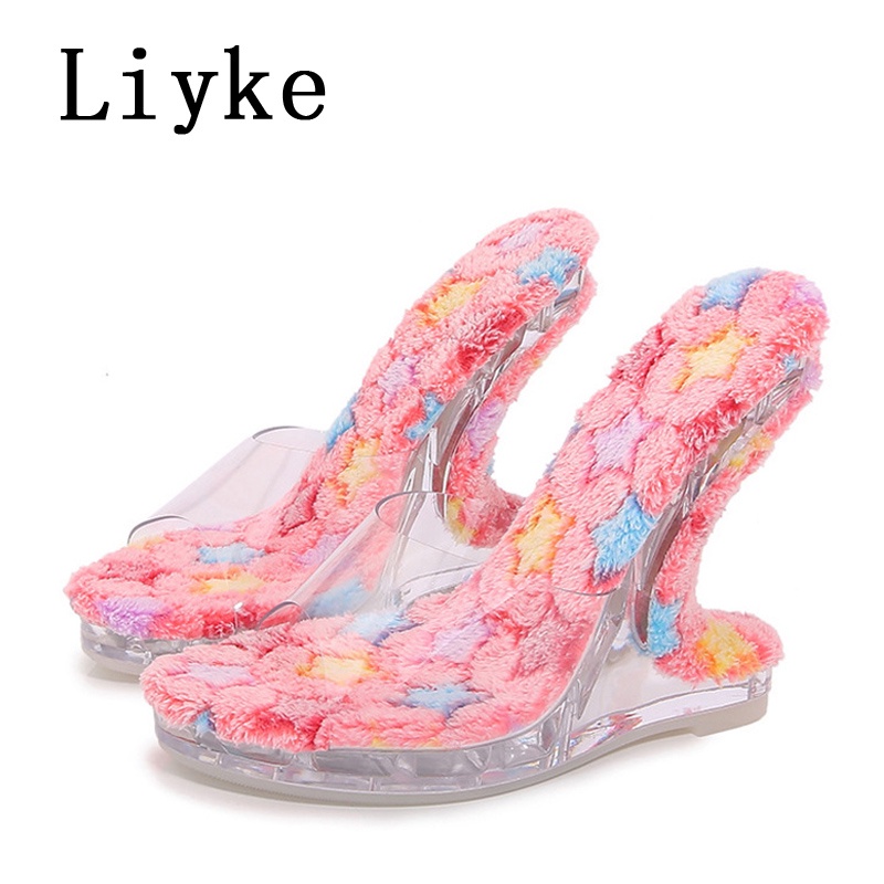 Liyke Sandal Cao Gót 12cm Quai Trong Suốt Thời Trang Dành Cho Nữ