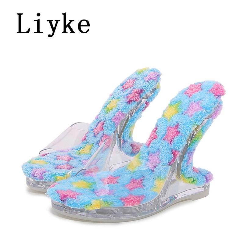 Liyke Sandal Cao Gót 12cm Quai Trong Suốt Thời Trang Dành Cho Nữ