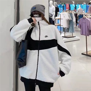 Nike Áo Khoác Lông Cừu Dày Dặn Ấm Áp Thêu logo Thời Trang Cho Nam Nữ