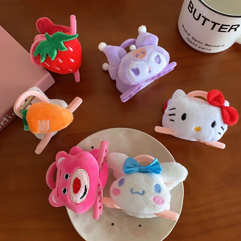 JOJO COCO SANRIO Kẹp Tóc Hình Chú Gấu / Cá Mập Nhồi Bông Dễ Thương Cho Nữ