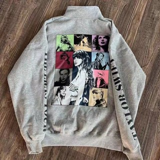 Taylor Swift The Eras Tour Merch Áo Hoodie Quarter Zip Chui Đầu Retro Đường Phố Áo Polo Áo Rời Áo Top