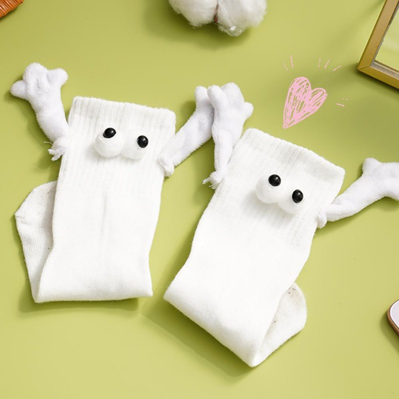 Vớ Dài Bằng Vải cotton Màu Trắng Đen Phong Cách harajuku Ngọt Ngào Cho Cặp Đôi