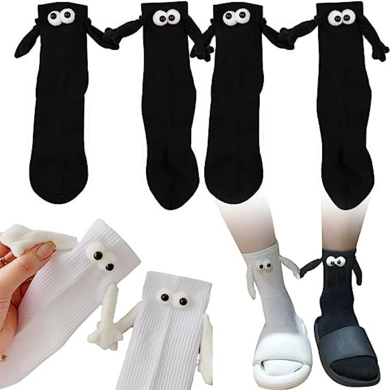 Vớ Dài Bằng Vải cotton Màu Trắng Đen Phong Cách harajuku Ngọt Ngào Cho Cặp Đôi
