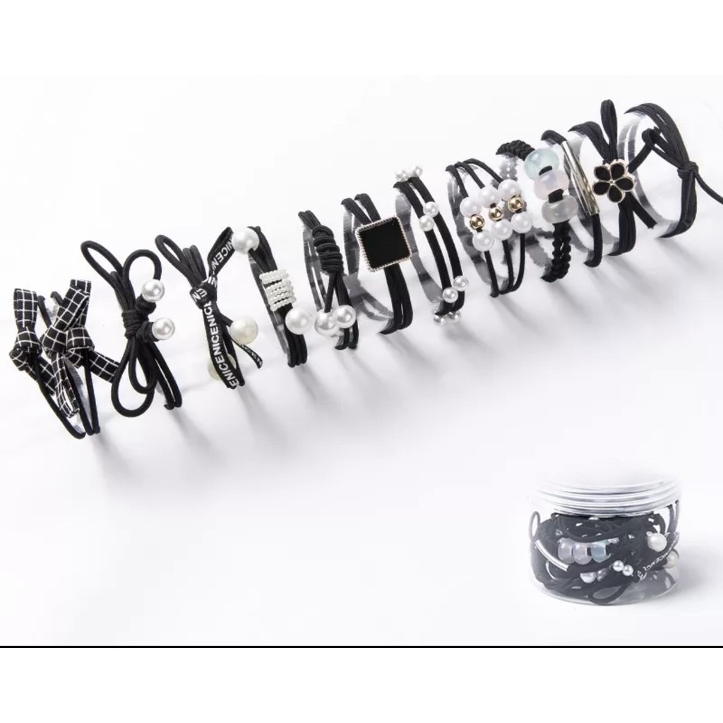 Dây Cột Tóc Xinh Xắn Màu Đen Kiểu Ngẫu Nhiên
