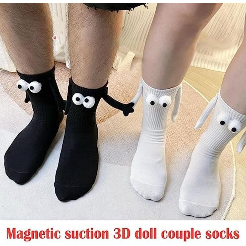 Vớ Cổ Cao Có Giác Hút Nam Châm Hình Búp Bê 3d Dễ Thương Vui Nhộn Dành Cho Cặp Đôi