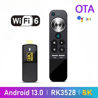 H96max m3 smart tv stick android 13 rk3528 8k wifi6 voice control android tv box 2gb 16gb ota media player