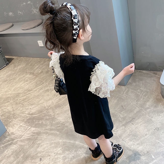 Đầm Công Chúa Tay Ngắn Cổ Tròn Thiết Kế Mới Thời Trang Mùa Hè Dành Cho Bé Gái