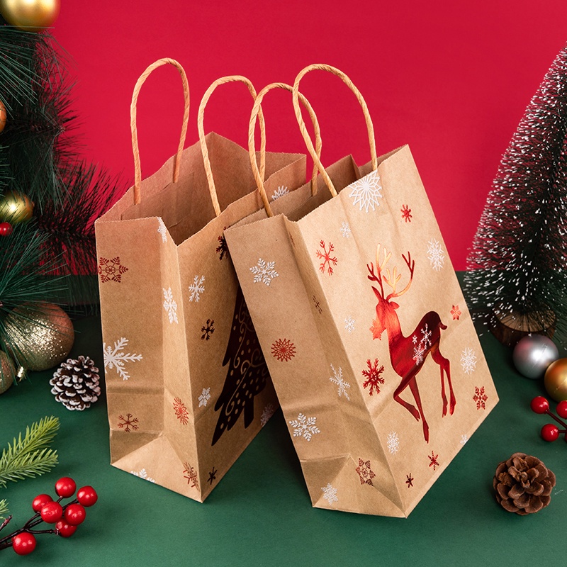Túi Giấy kraft Đựng Quà / Kẹo / Đồ Ăn Vặt Hình Ông Già Noel / Người Tuyết / Cây Thông Giáng Sinh