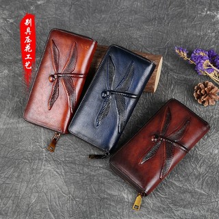 Ví da bò dáng dài phong cách retro thời trang cho nữ