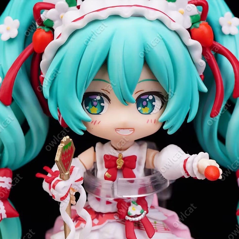 Mô Hình Nhân Vật Miku Nendoroid 1939#  Strawbarry Birthday Cake Theme Hatsune Miku Girl 10cm Virtual Singer Figure Packed in Box Red Vocaloid Doll Model