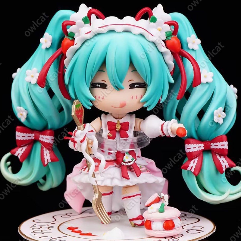 Mô Hình Nhân Vật Miku Nendoroid 1939#  Strawbarry Birthday Cake Theme Hatsune Miku Girl 10cm Virtual Singer Figure Packed in Box Red Vocaloid Doll Model