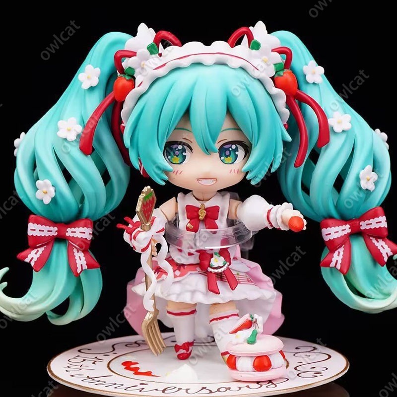 Mô Hình Nhân Vật Miku Nendoroid 1939#  Strawbarry Birthday Cake Theme Hatsune Miku Girl 10cm Virtual Singer Figure Packed in Box Red Vocaloid Doll Model