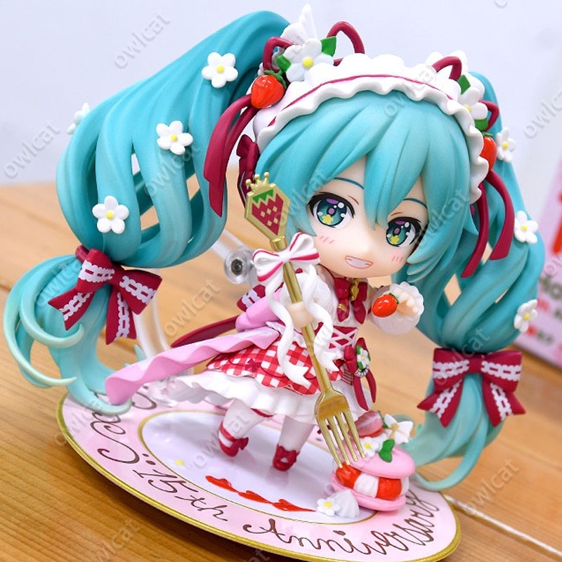 Mô Hình Nhân Vật Miku Nendoroid 1939#  Strawbarry Birthday Cake Theme Hatsune Miku Girl 10cm Virtual Singer Figure Packed in Box Red Vocaloid Doll Model