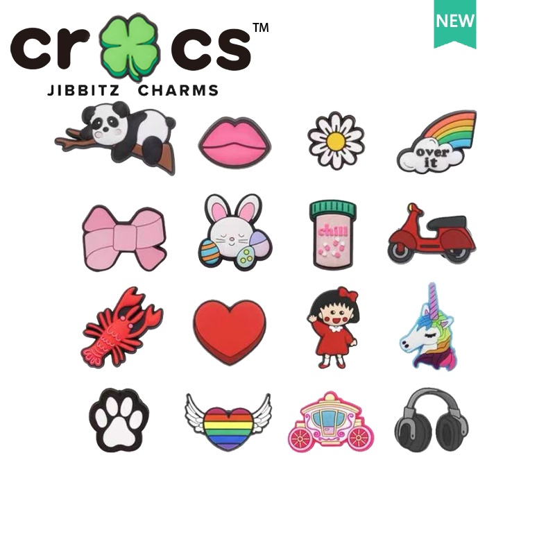 Charm Crocs Jibbitz - Khóa Cài Trang Trí Giày Crocs, Hình Gấu Trúc, Thỏ Đáng Yêu, Sticker Dép Crocs