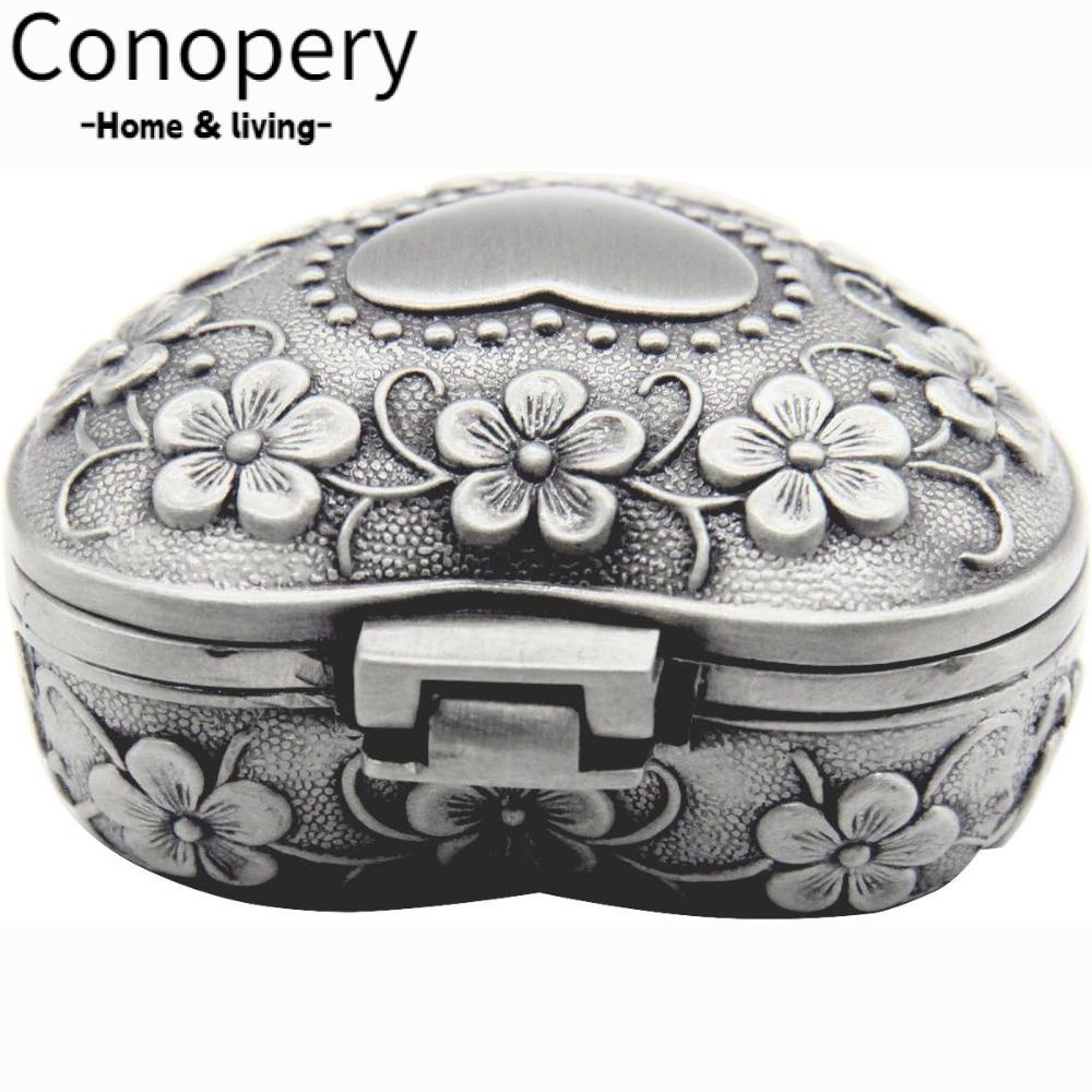 Conopery Hộp Đựng Trang Sức Hình Trái Tim Màu Bạc Phong Cách Cổ Điển Chất Lượng Cao