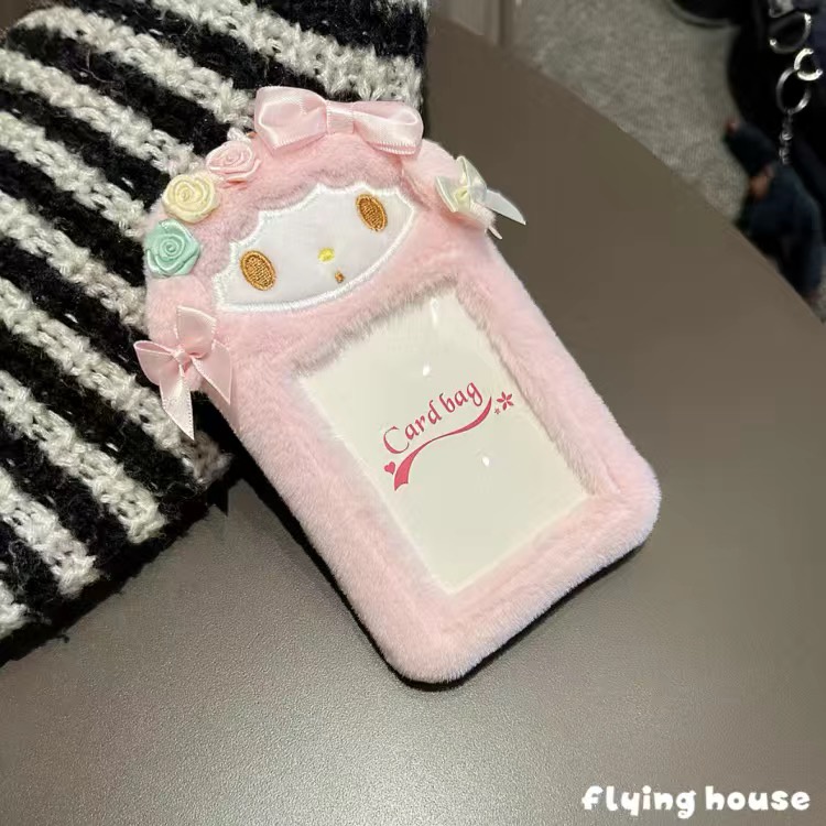 Sanrio Túi Đựng Thẻ id / Thẻ Ngân Hàng / Xe Buýt Bằng Lông Nhung 3 inch Hoạ Tiết Hoạt Hình kuromi