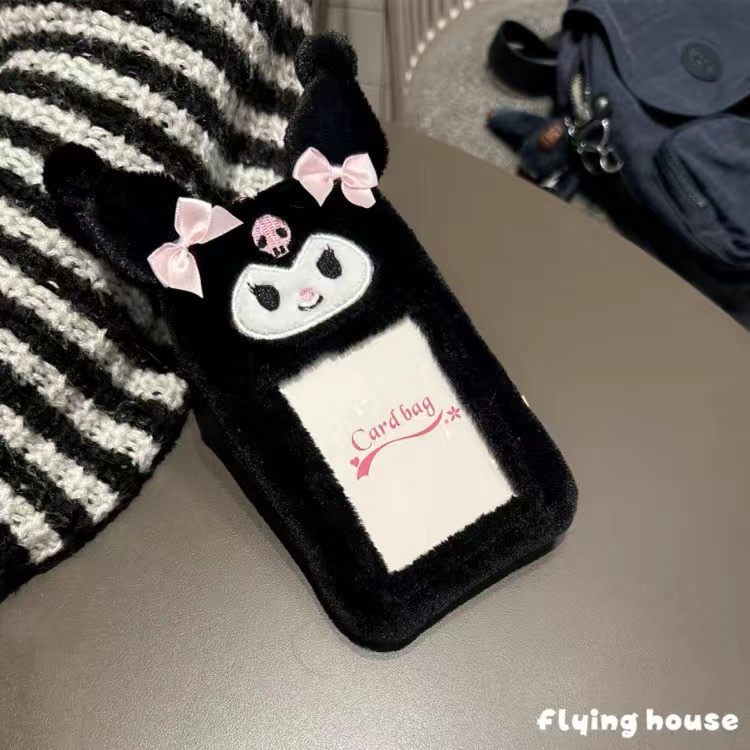 Sanrio Túi Đựng Thẻ id / Thẻ Ngân Hàng / Xe Buýt Bằng Lông Nhung 3 inch Hoạ Tiết Hoạt Hình kuromi