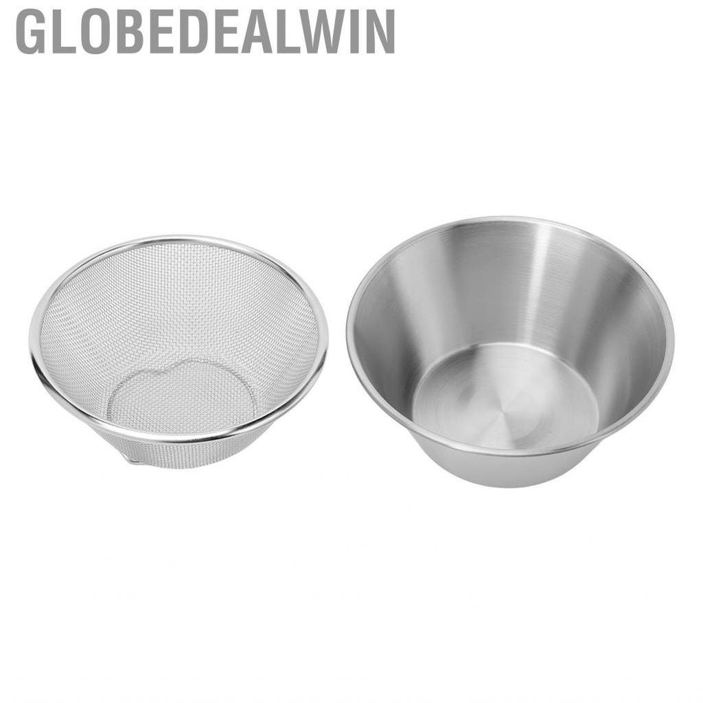 Globedealwin Stainless Steel Colander Strainer Bowl Set Reusable High Toughness Mix