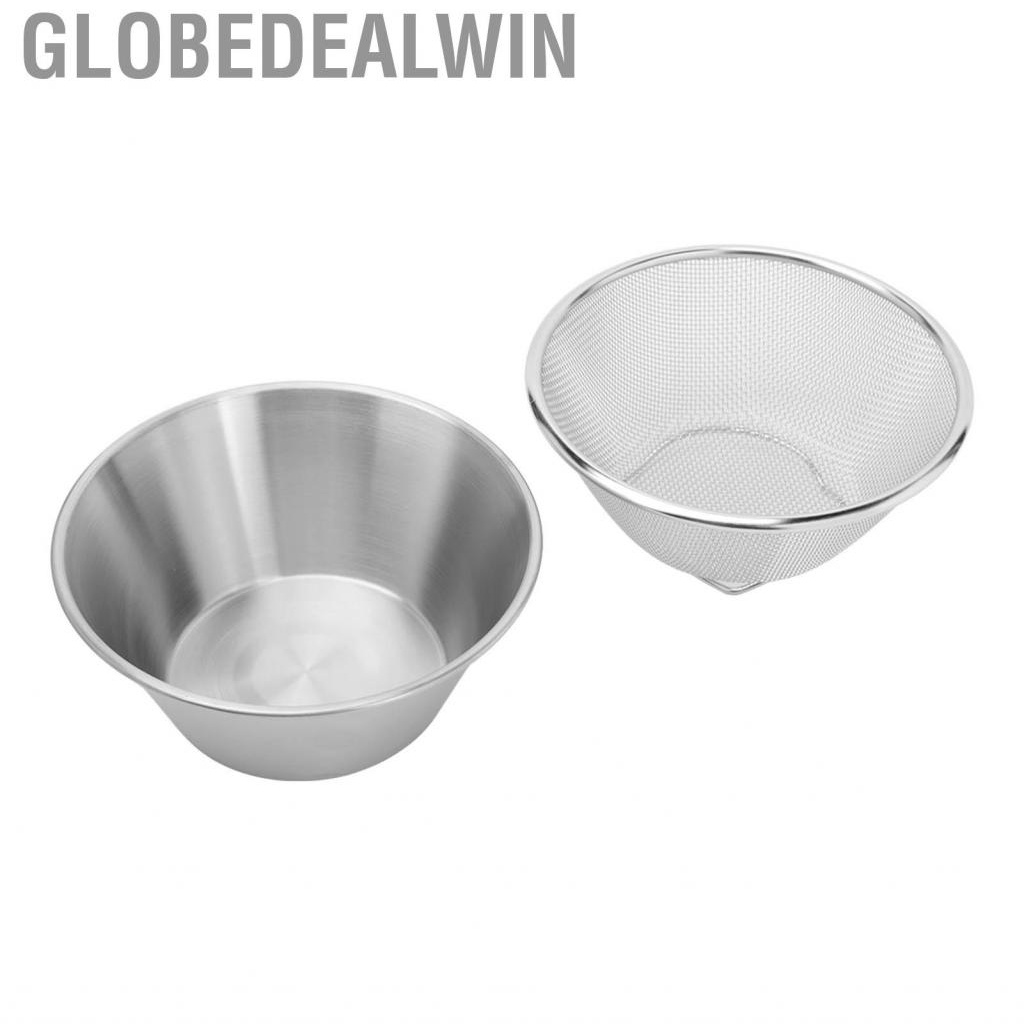 Globedealwin Stainless Steel Colander Strainer Bowl Set Reusable High Toughness Mix