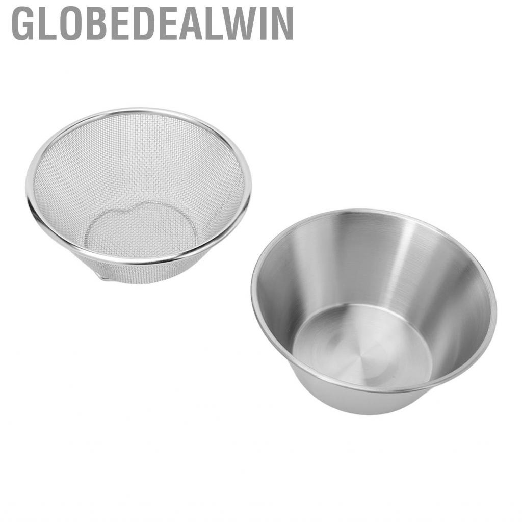 Globedealwin Stainless Steel Colander Strainer Bowl Set Reusable High Toughness Mix