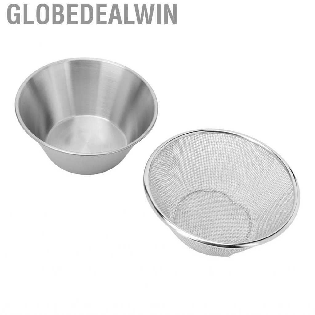 Globedealwin Stainless Steel Colander Strainer Bowl Set Reusable High Toughness Mix