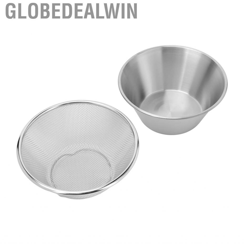 Globedealwin Stainless Steel Colander Strainer Bowl Set Reusable High Toughness Mix