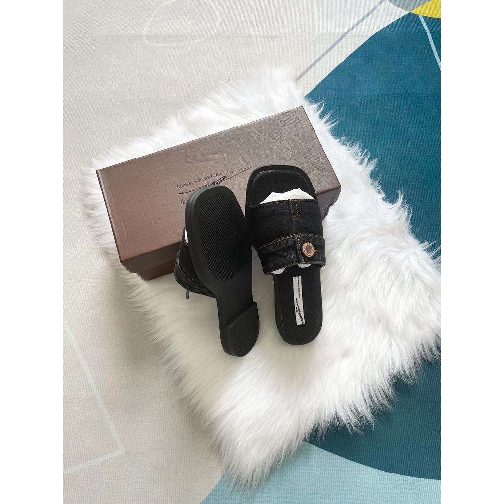 Dép lê JEAN Nữ Khuy đồng thời trang đế bằng