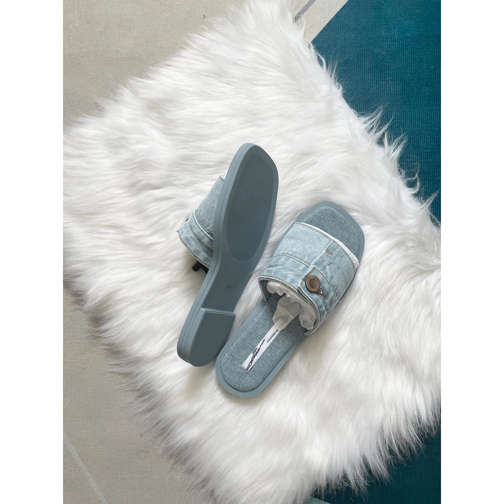 Dép lê JEAN Nữ Khuy đồng thời trang đế bằng