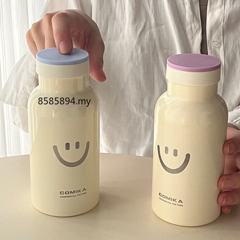 Comika Bình Giữ Nhiệt Bằng Thép Không Gỉ 304 Cao Cấp In Hình Mặt Cười Dễ Thương