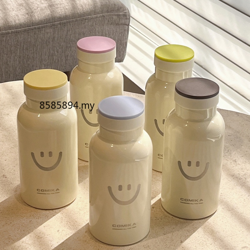 Comika Bình Giữ Nhiệt Bằng Thép Không Gỉ 304 Cao Cấp In Hình Mặt Cười Dễ Thương