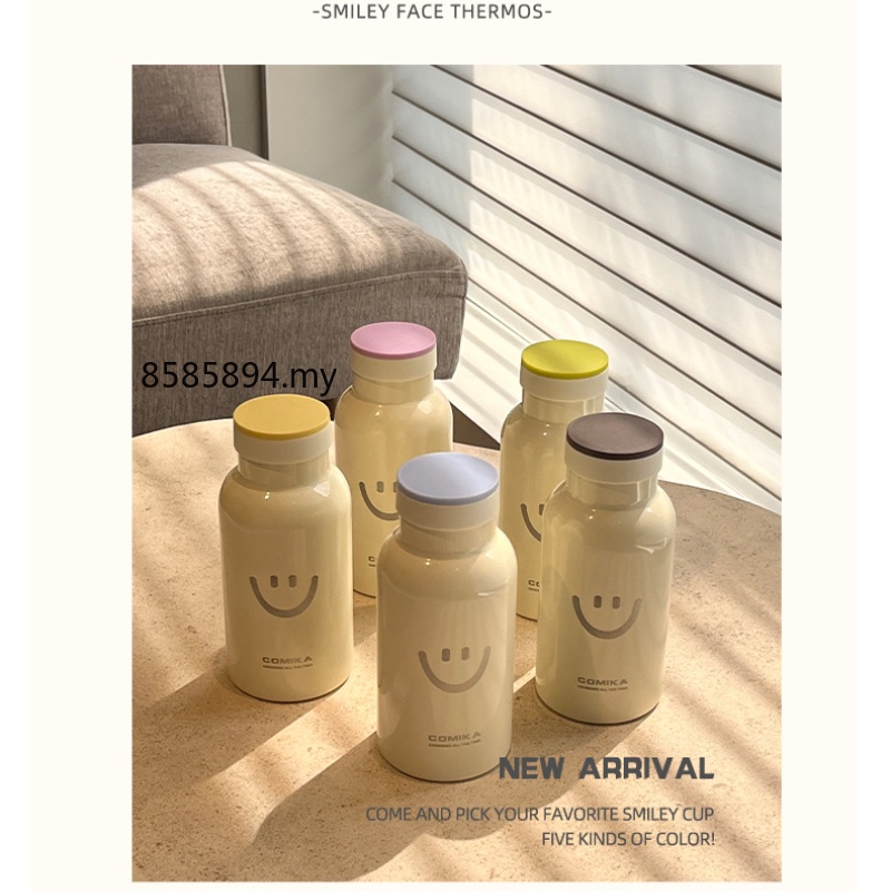 Comika Bình Giữ Nhiệt Bằng Thép Không Gỉ 304 Cao Cấp In Hình Mặt Cười Dễ Thương