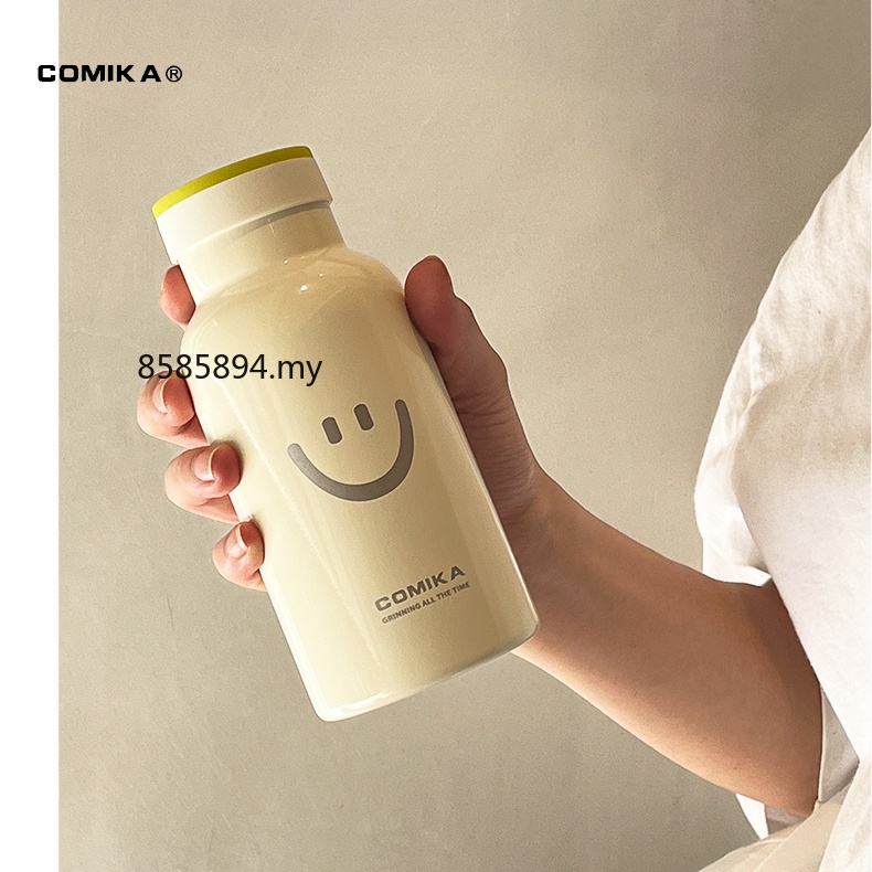 Comika Bình Giữ Nhiệt Bằng Thép Không Gỉ 304 Cao Cấp In Hình Mặt Cười Dễ Thương
