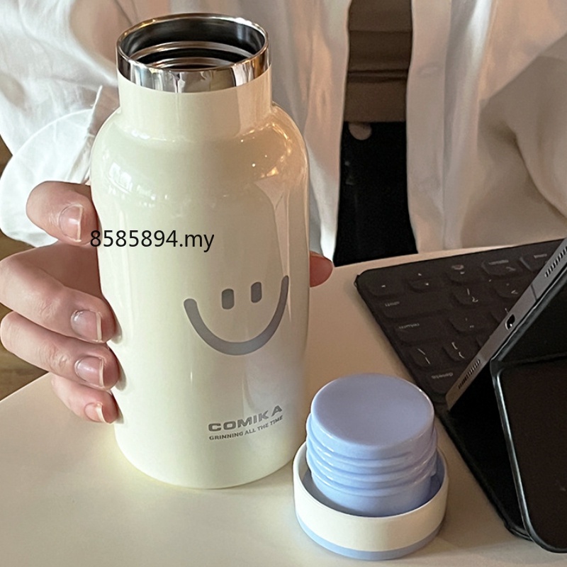 Comika Bình Giữ Nhiệt Bằng Thép Không Gỉ 304 Cao Cấp In Hình Mặt Cười Dễ Thương