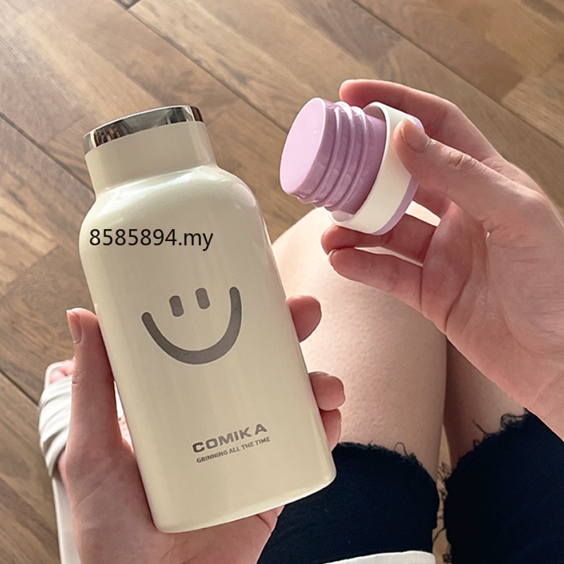 Comika Bình Giữ Nhiệt Bằng Thép Không Gỉ 304 Cao Cấp In Hình Mặt Cười Dễ Thương