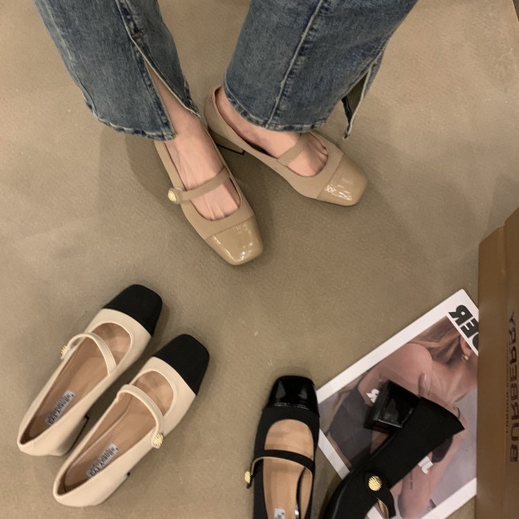 Màu Sắc Giày Búp Bê Mũi Tròn Đế Thấp Thời Trang Nữ Tính