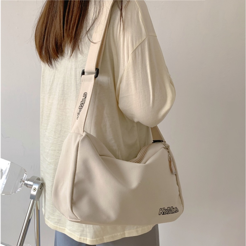 Túi unisex tote đeo chéo đeo vai vải dù trượt nước chống thấm thêu chữ thời trang đi học đi chơi - xuongmaitnt