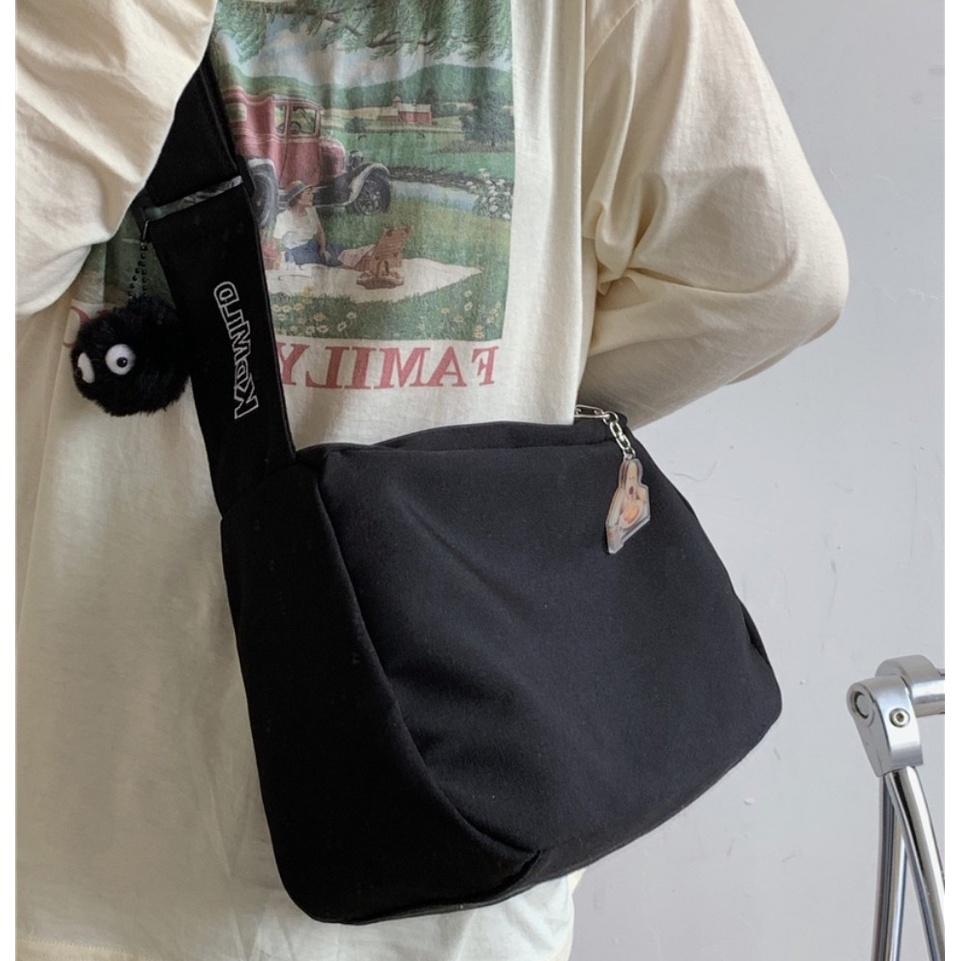 Túi unisex tote đeo chéo đeo vai vải dù trượt nước chống thấm thêu chữ thời trang đi học đi chơi - xuongmaitnt