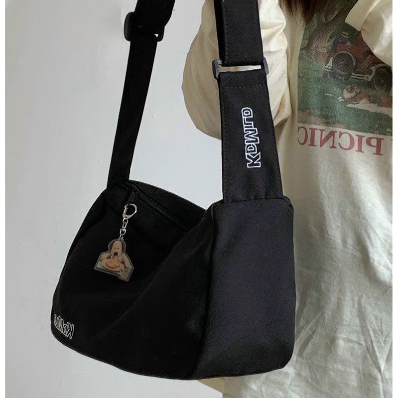 Túi unisex tote đeo chéo đeo vai vải dù trượt nước chống thấm thêu chữ thời trang đi học đi chơi - xuongmaitnt