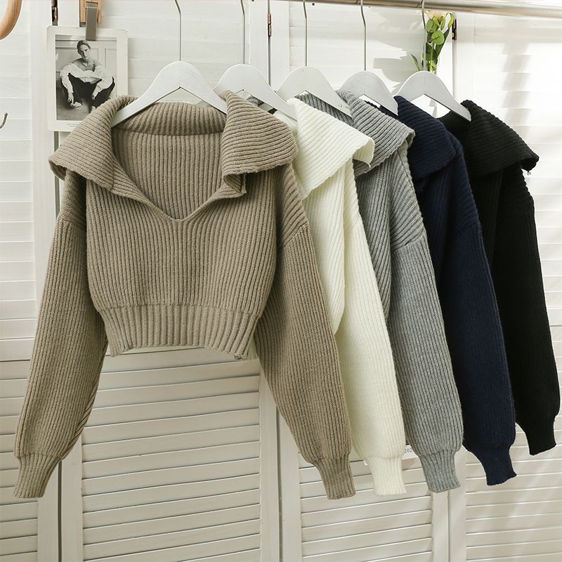Áo sweater Cổ v Tay Dài Dáng Ôm Thời Trang Thu Đông 2023 Cho Nữ