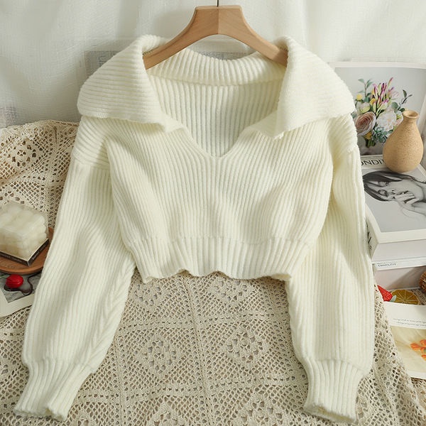 Áo sweater Cổ v Tay Dài Dáng Ôm Thời Trang Thu Đông 2023 Cho Nữ
