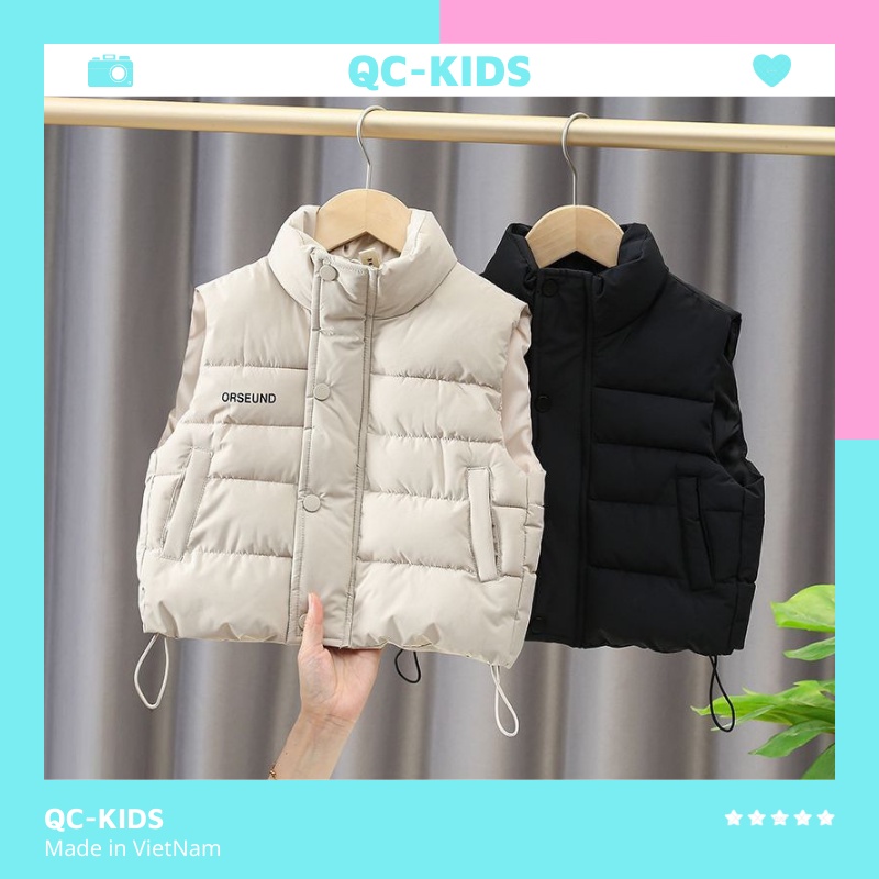 Áo khoác phao gile bé trai bé gái 4 lớp nhồi bông cho bé 8-20kg