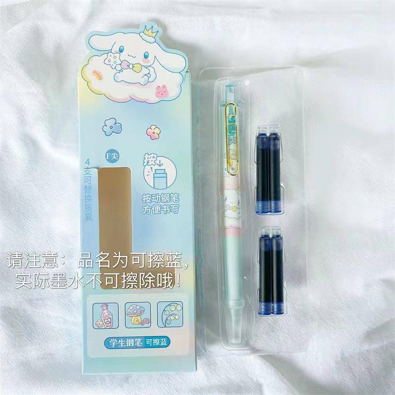 Bộ 6 Bút Bi Mực Xanh Dương sanrio cinnamoroll pochacco kuromi pom pom purin mymelody Dễ Thương Cho Học Sinh / Văn Phòng